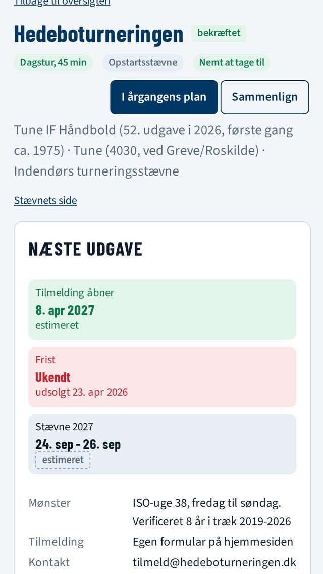Skærmbillede: Et stævne